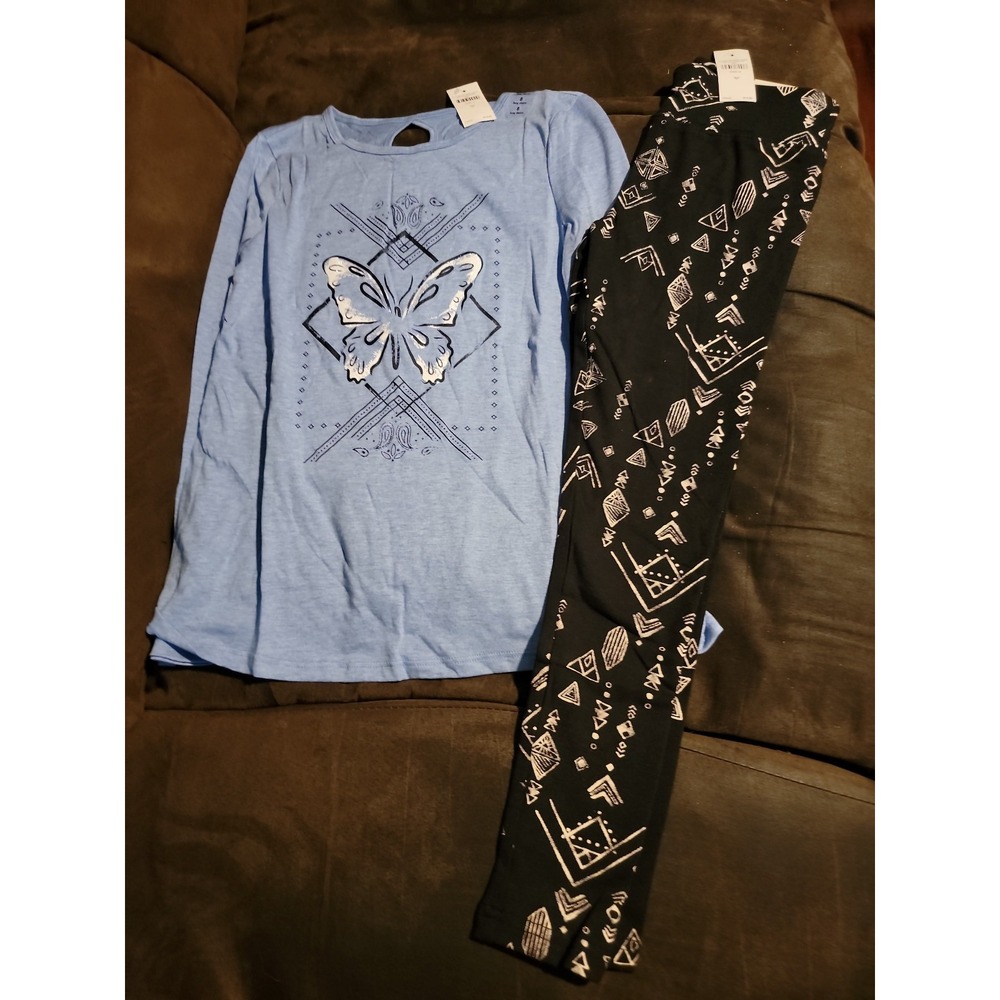 Justice butterfly top and leggings size 8 nwt